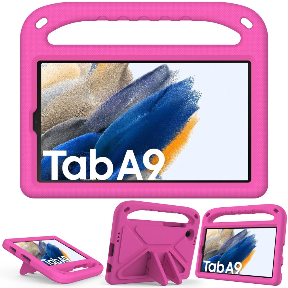 Samsung Galaxy Tab A9 Stöttåligt skal/fodral med handtag - Perfekt för barn, rosa