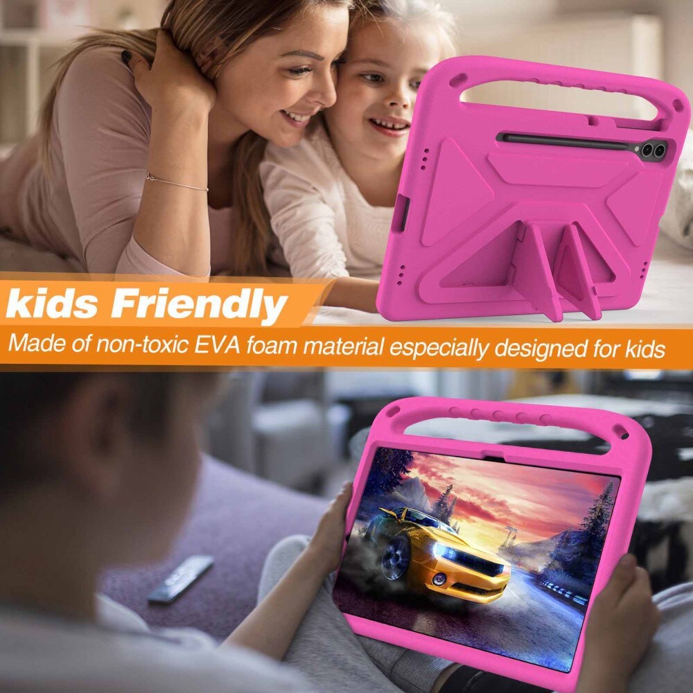 Samsung Galaxy Tab S9 FE Plus Stöttåligt skal/fodral med handtag - Perfekt för barn, Rosa