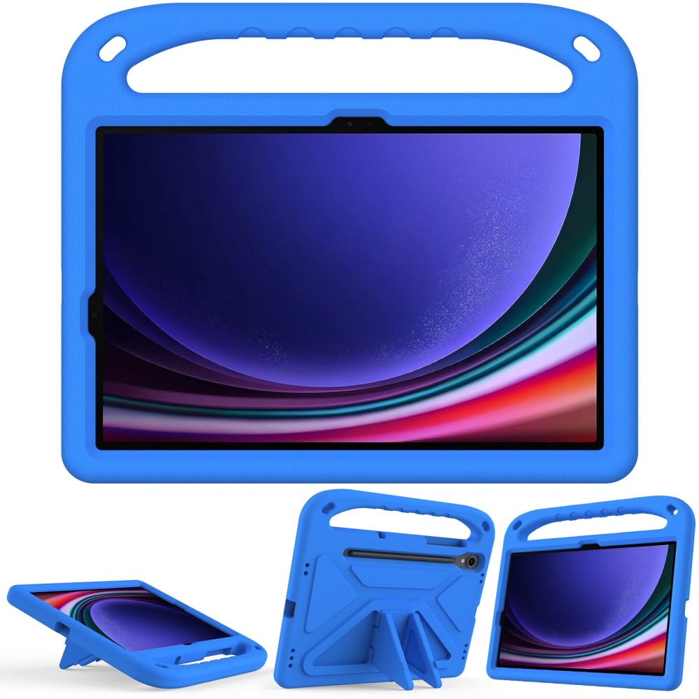 Samsung Galaxy Tab S9 FE Stöttåligt skal/fodral med handtag - Perfekt för barn, blå