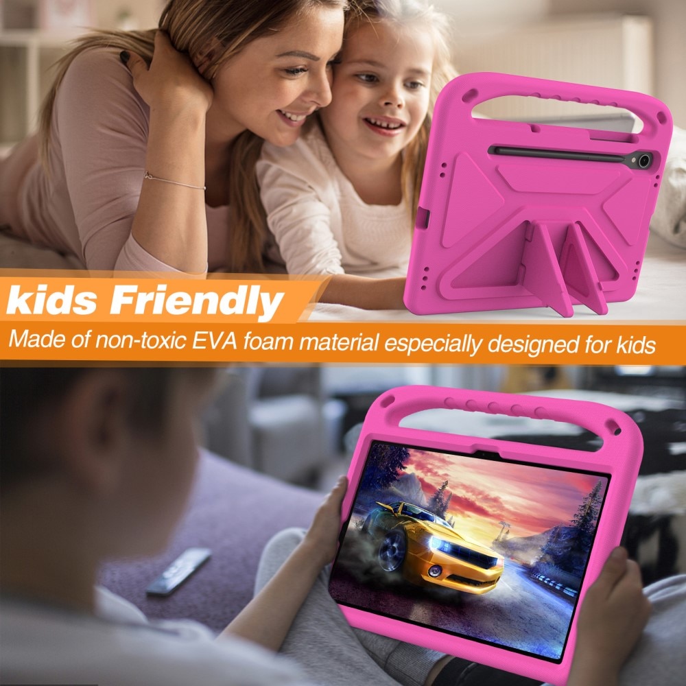 Samsung Galaxy Tab S9 FE Stöttåligt skal/fodral med handtag - Perfekt för barn, rosa
