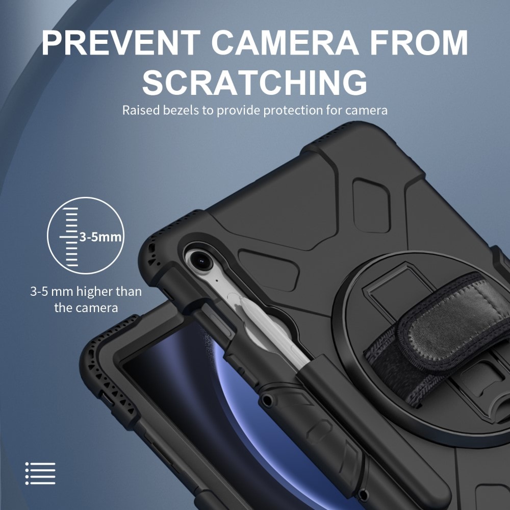 Samsung Galaxy Tab S10 FE Tufft hybridskal med axelrem Svart