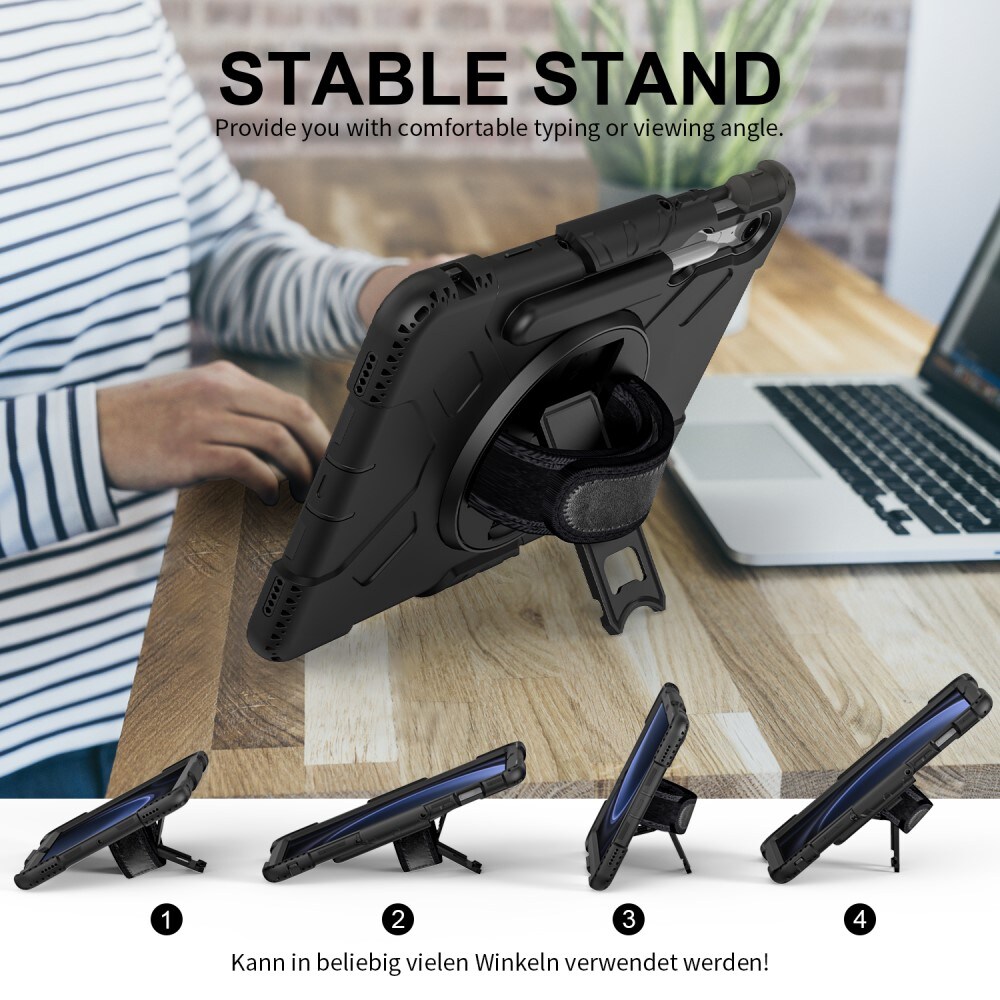 Samsung Galaxy Tab S10 FE Tufft hybridskal med axelrem Svart