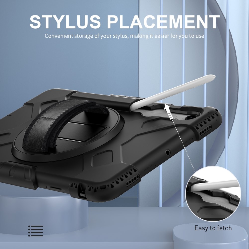 Samsung Galaxy Tab S10 FE Tufft hybridskal med axelrem Svart