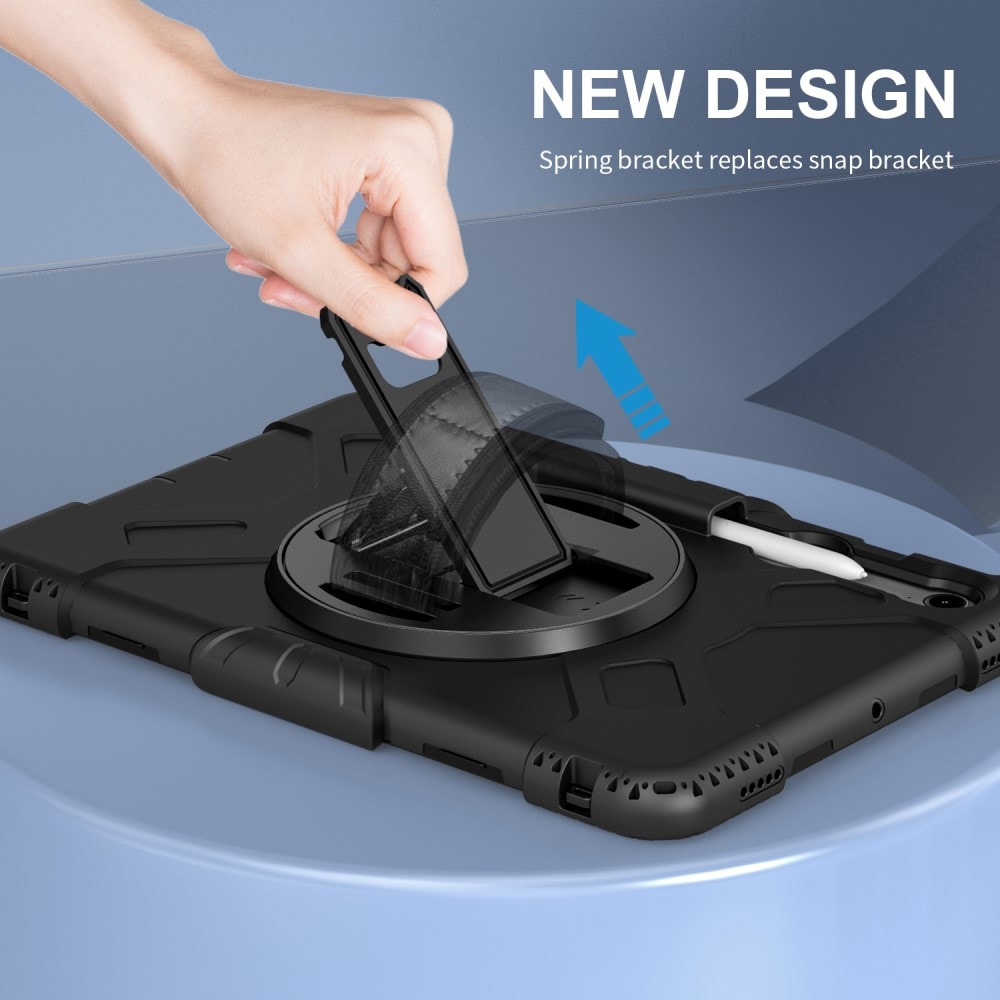 Samsung Galaxy Tab S10 FE Tufft hybridskal med axelrem Svart