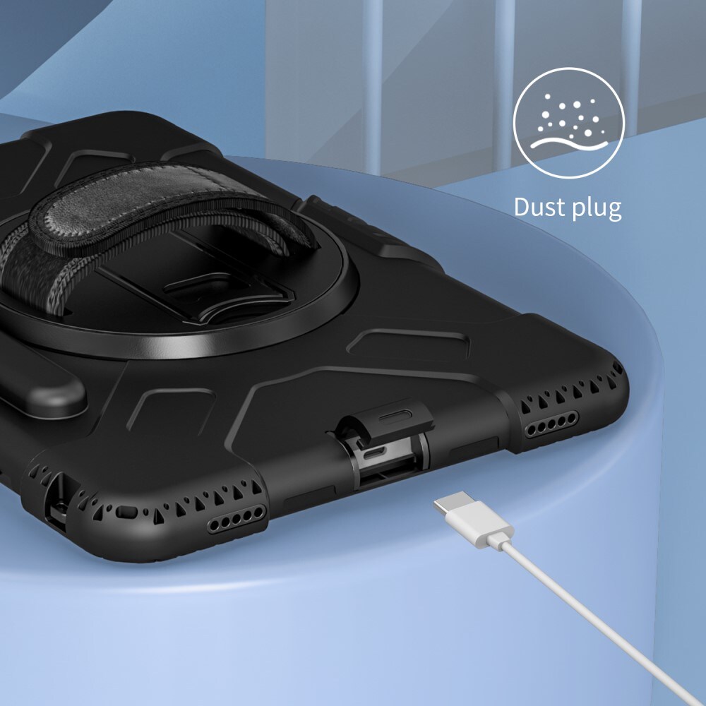 Samsung Galaxy Tab S10 FE Tufft hybridskal med axelrem Svart