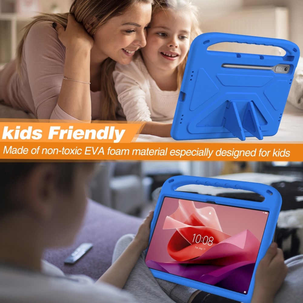 Lenovo Tab P12 Stöttåligt skal/fodral med handtag - Perfekt för barn, blå