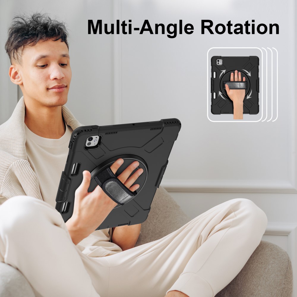 Apple iPad Pro 13 8th Gen (2025) Tufft hybridskal med axelrem Svart