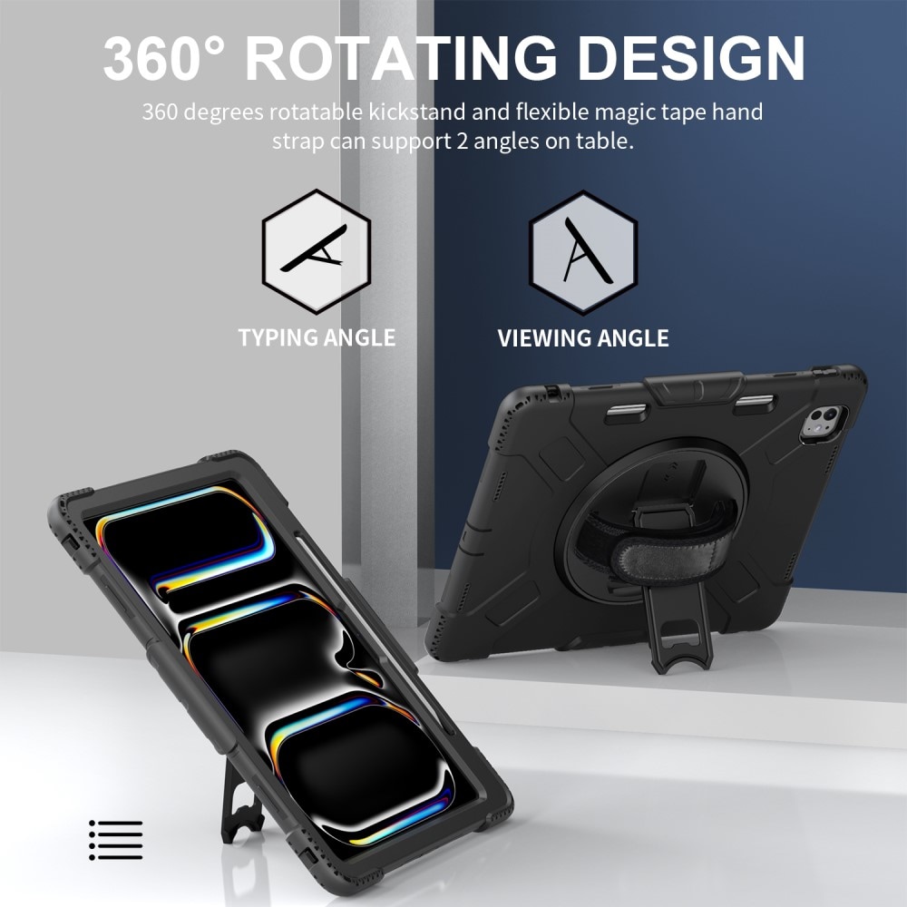 Apple iPad Pro 13 8th Gen (2025) Tufft hybridskal med axelrem Svart