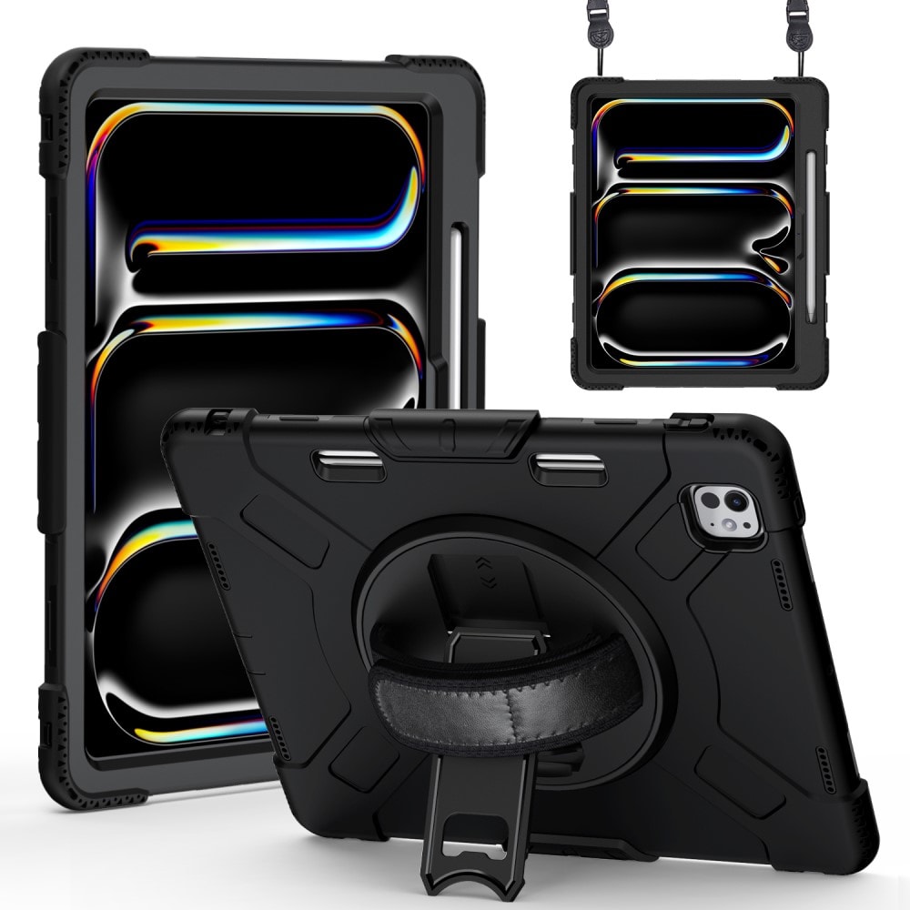 Apple iPad Pro 13 8th Gen (2025) Tufft hybridskal med axelrem Svart