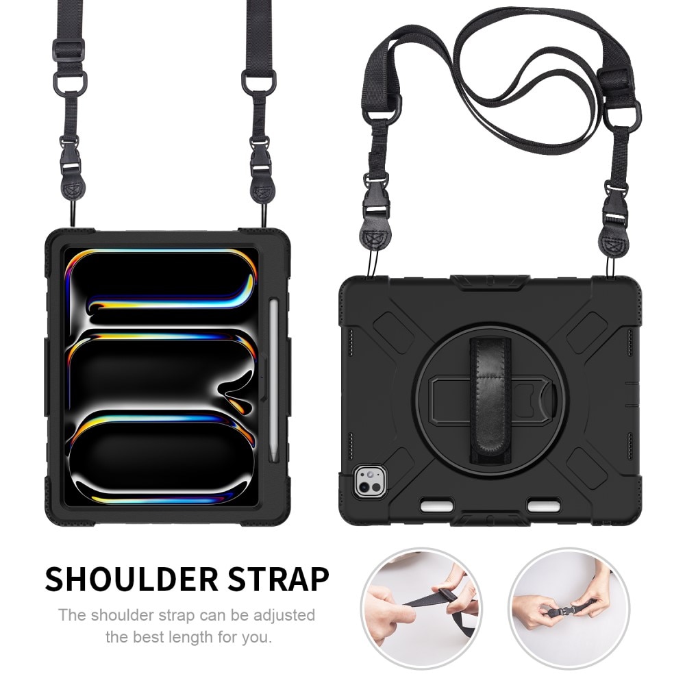 Apple iPad Pro 13 8th Gen (2025) Tufft hybridskal med axelrem Svart