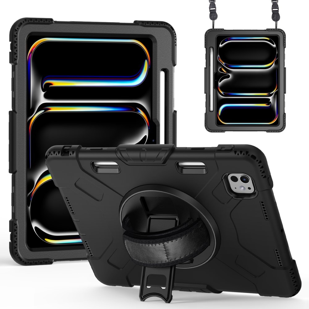 Apple iPad Pro 11 6th Gen (2025) Tufft hybridskal med axelrem Svart