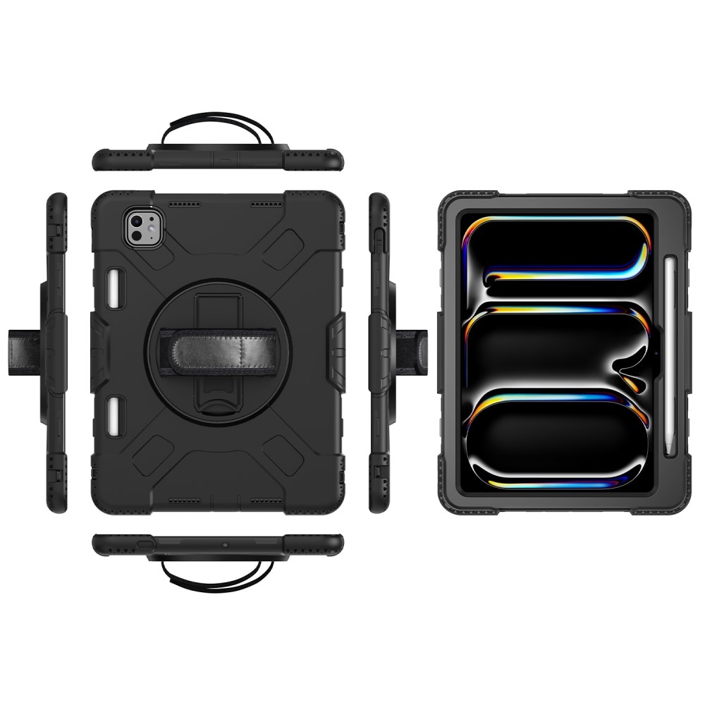 Apple iPad Pro 11 6th Gen (2025) Tufft hybridskal med axelrem Svart