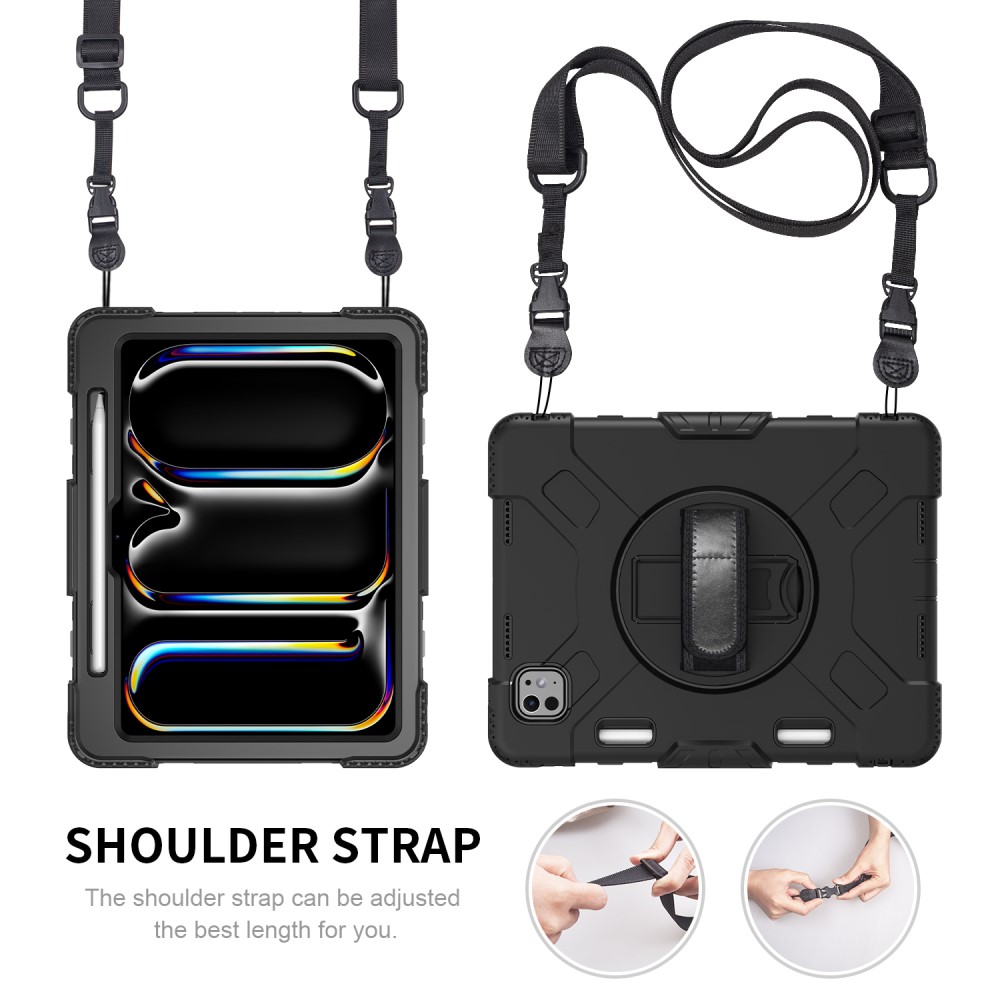 Apple iPad Pro 11 6th Gen (2025) Tufft hybridskal med axelrem Svart