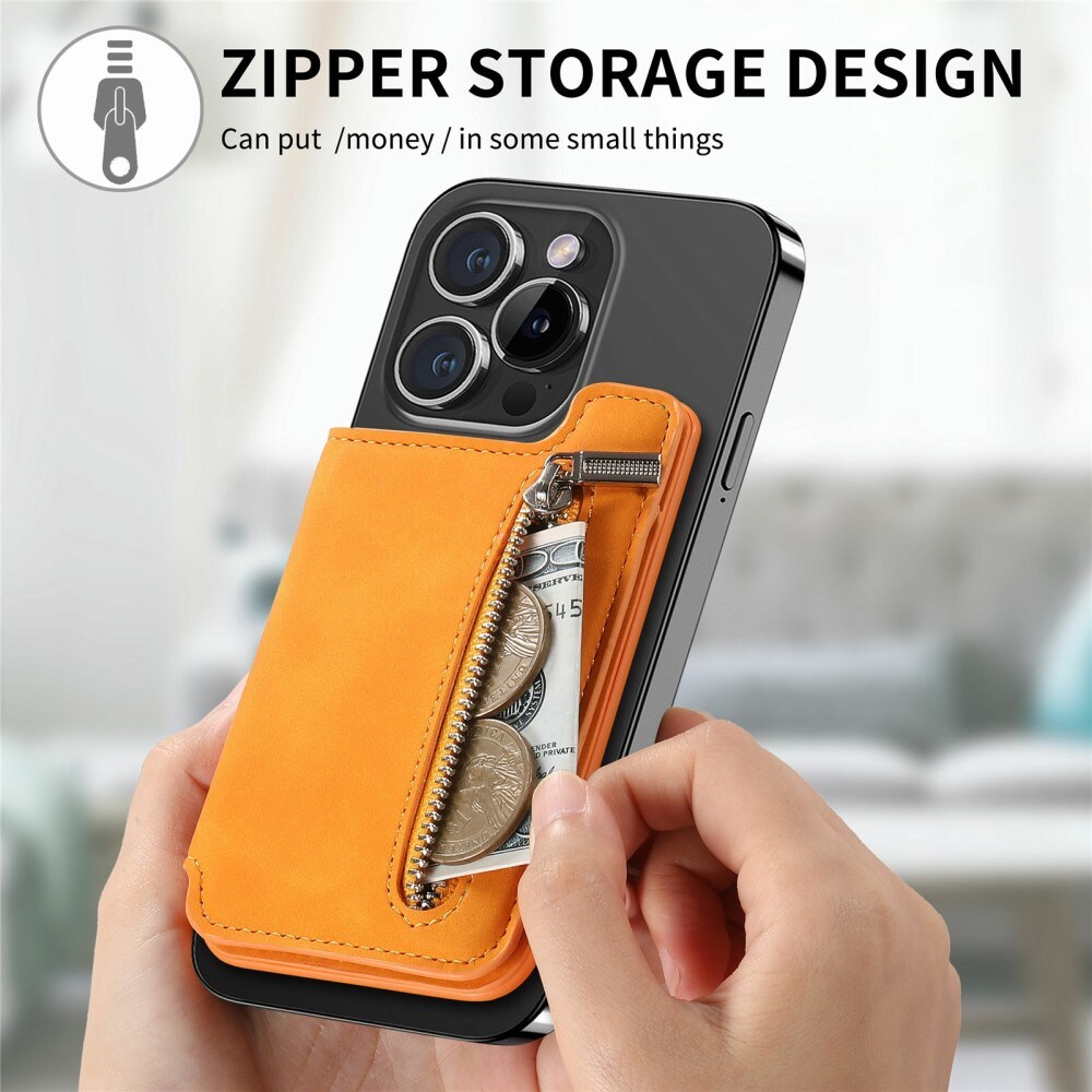 MagSafe Plånbok med dragkedja och ställ, Orange