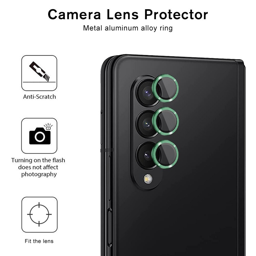 Samsung Galaxy Z Fold 4 Linsskydd i glas & aluminium, Svart