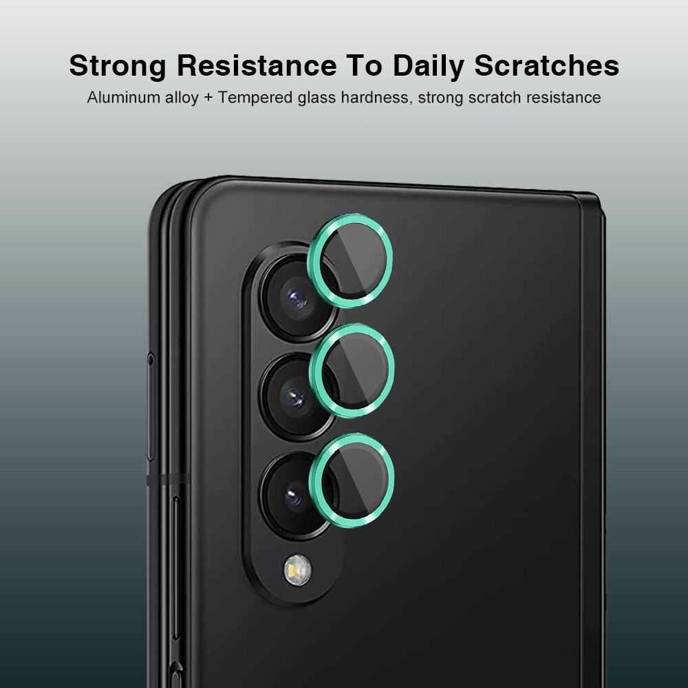 Samsung Galaxy Z Fold 4 Linsskydd i glas & aluminium, Svart