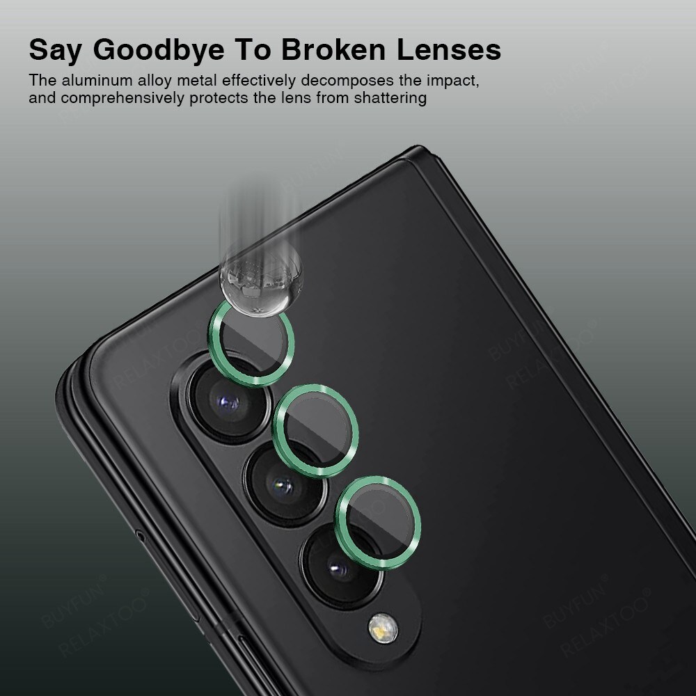 Samsung Galaxy Z Fold 4 Linsskydd i glas & aluminium, Svart