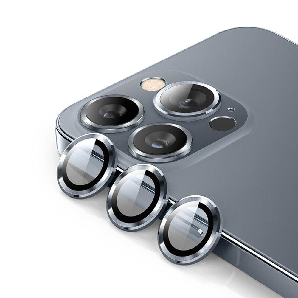 iPhone 14 Pro Max Linsskydd i glas & aluminium, grå
