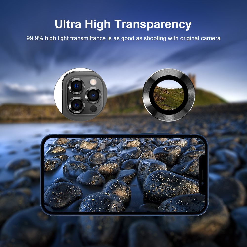 iPhone 14 Pro Max Linsskydd i glas & aluminium, Svart