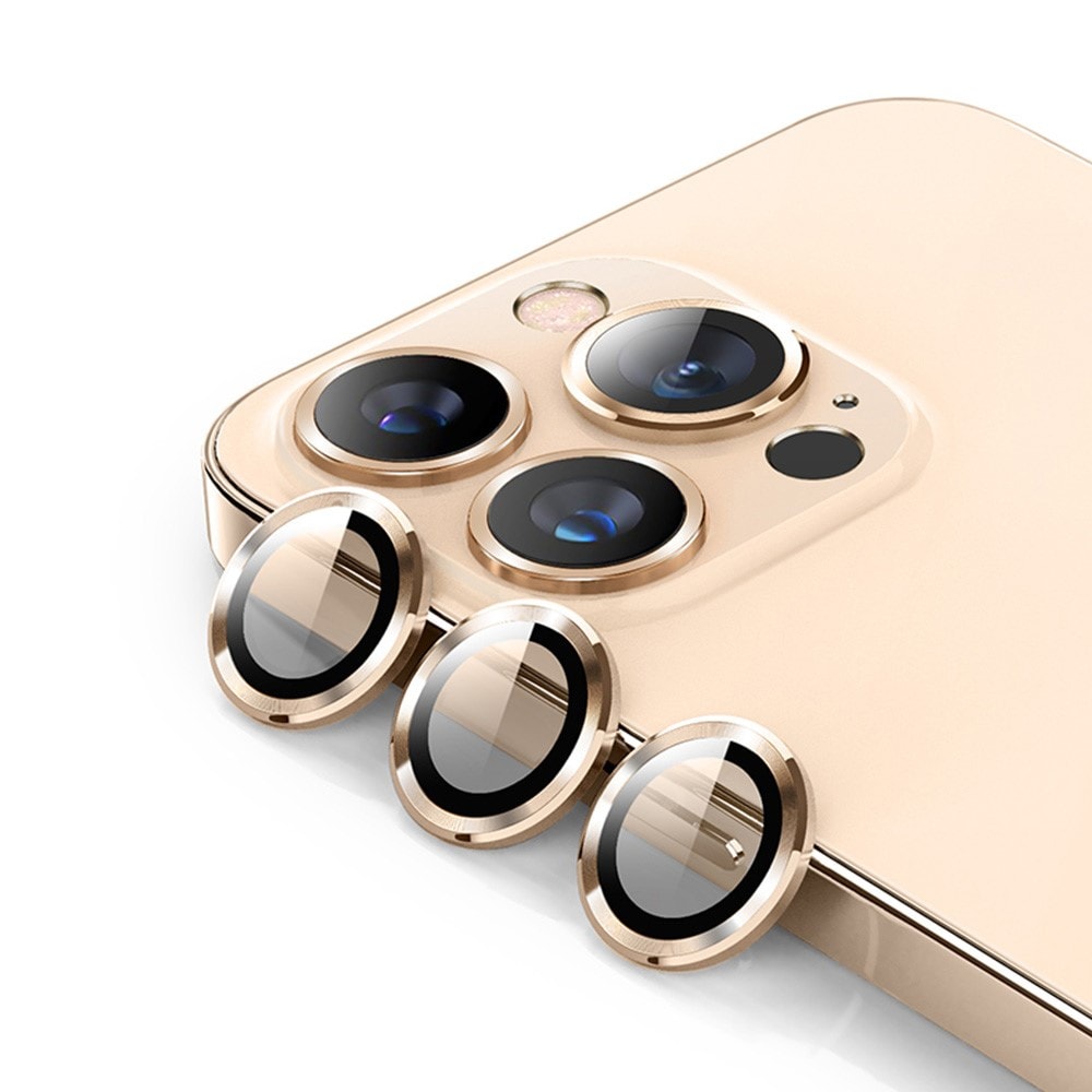 iPhone 14 Pro Max Linsskydd i glas & aluminium, Guld