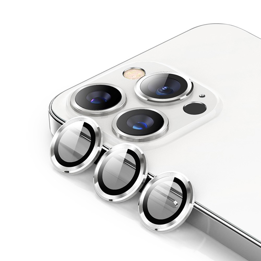 iPhone 14 Pro Linsskydd i glas & aluminium, silver