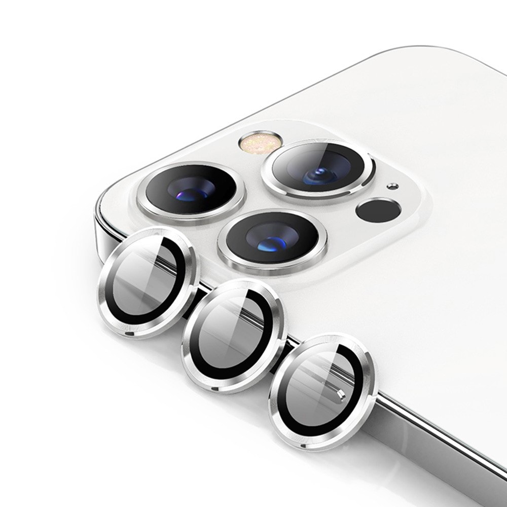 iPhone 14 Pro Max Linsskydd i glas & aluminium, Silver