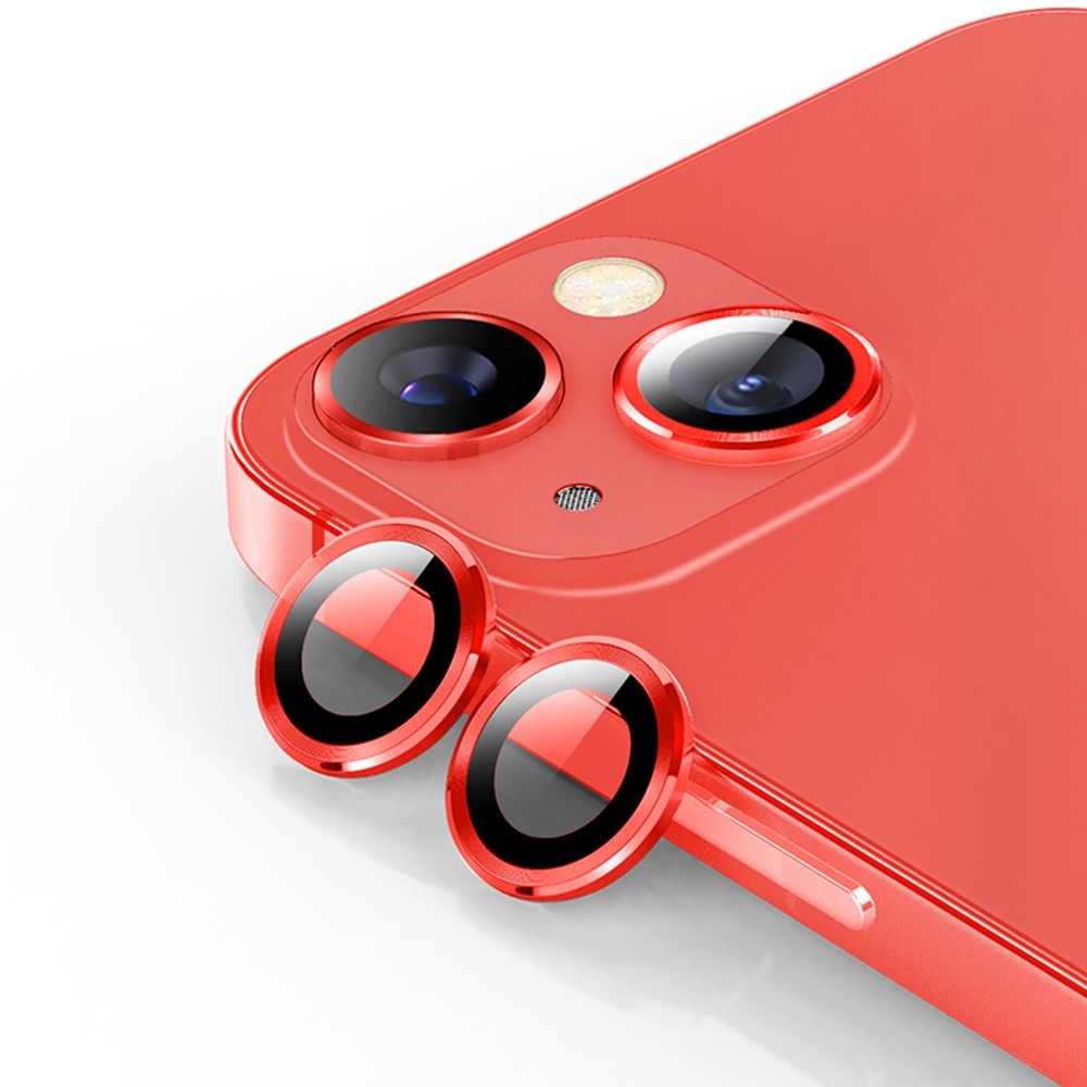 iPhone 14 Linsskydd i glas & aluminium, röd