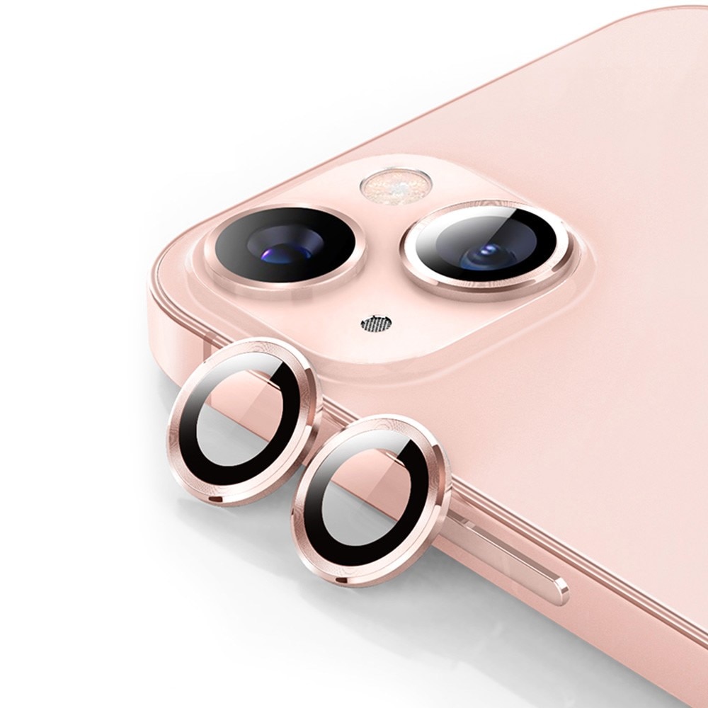 iPhone 14 Linsskydd i glas & aluminium, rosa