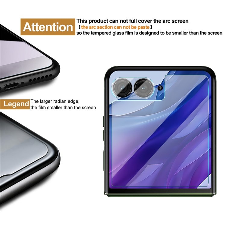 Motorola Razr 60 Ultra Ytterskärmskydd & linsskydd i härdat glas Genomskinlig