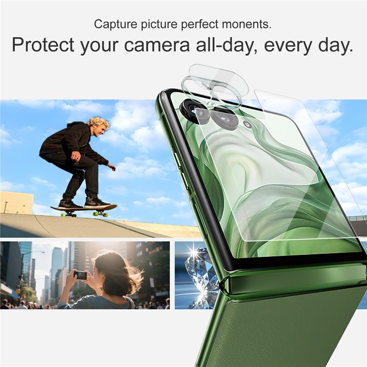 Motorola Razr 60 Ultra Ytterskärmskydd & linsskydd i härdat glas Genomskinlig