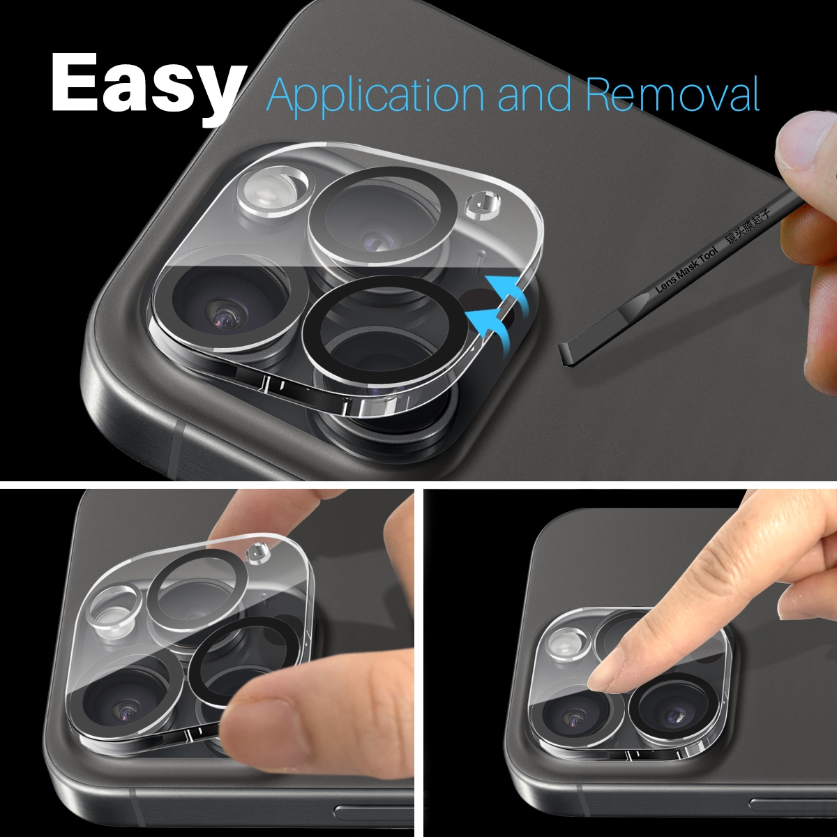iPhone 15 Pro 2-pack Kameraskydd i härdat glas