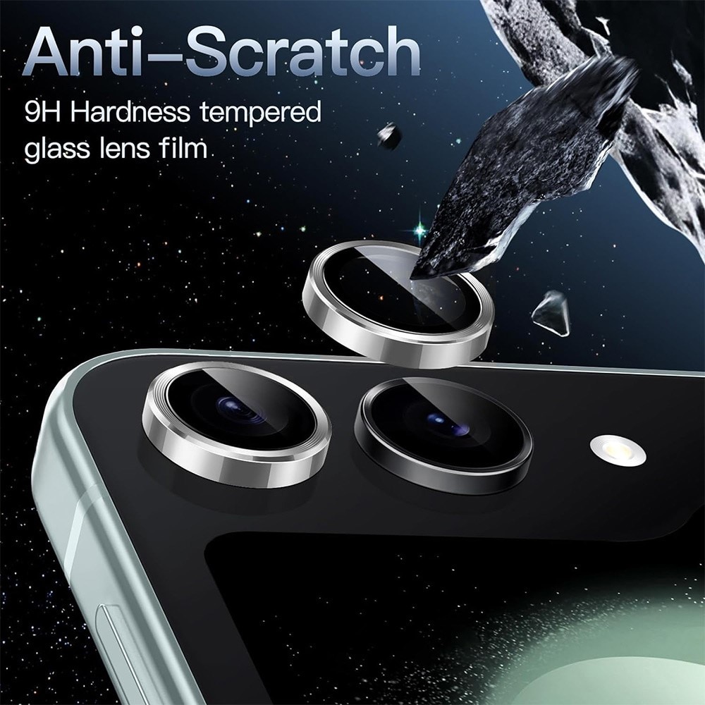 Samsung Galaxy Z Flip 7 Linsskydd i glas & aluminium, Silver