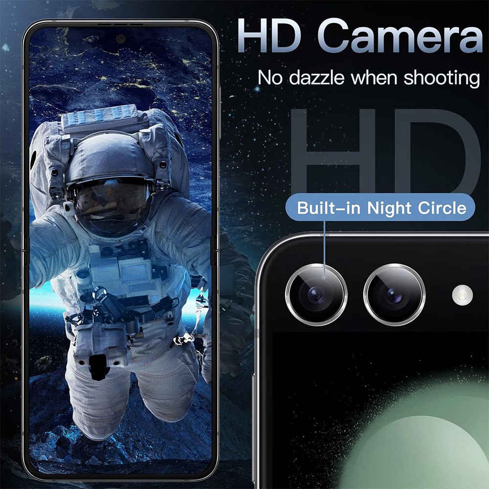 Samsung Galaxy Z Flip 7 Linsskydd i glas & aluminium, Silver