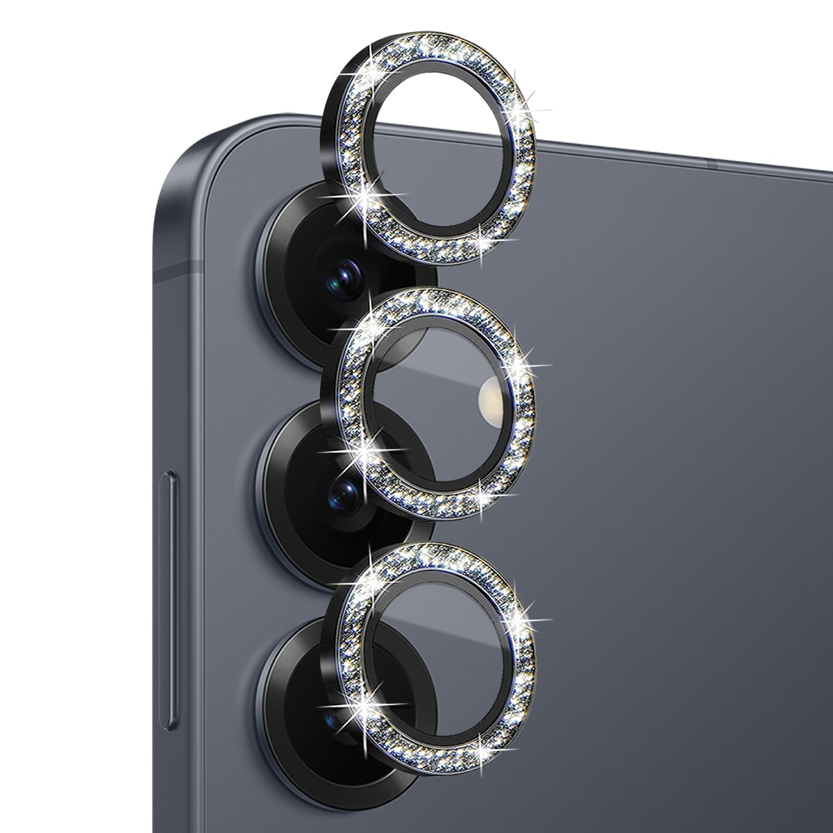 Samsung Galaxy S25 Glittrigt linsskydd i härdat glas, Svart