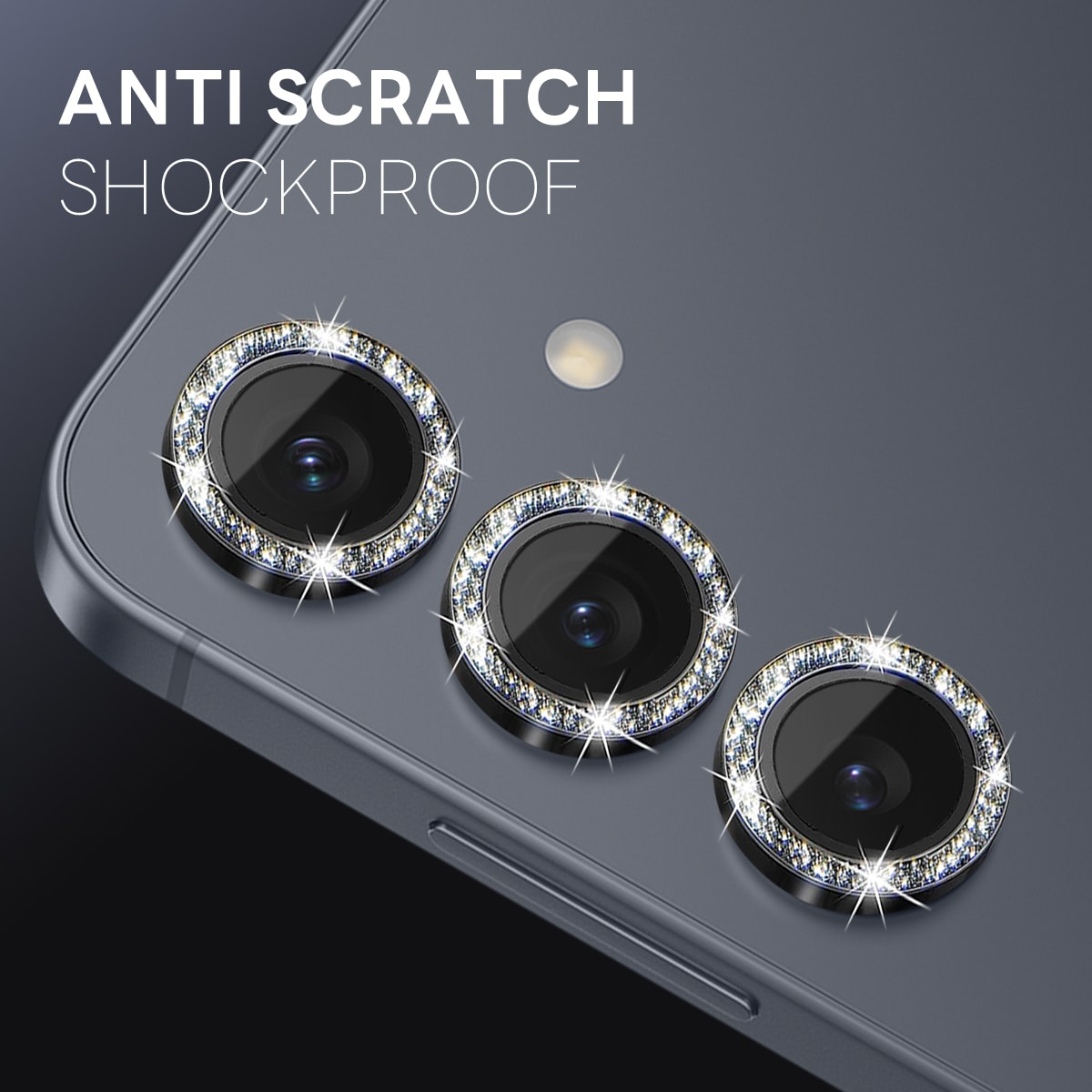 Samsung Galaxy S25 Glittrigt linsskydd i härdat glas, Svart