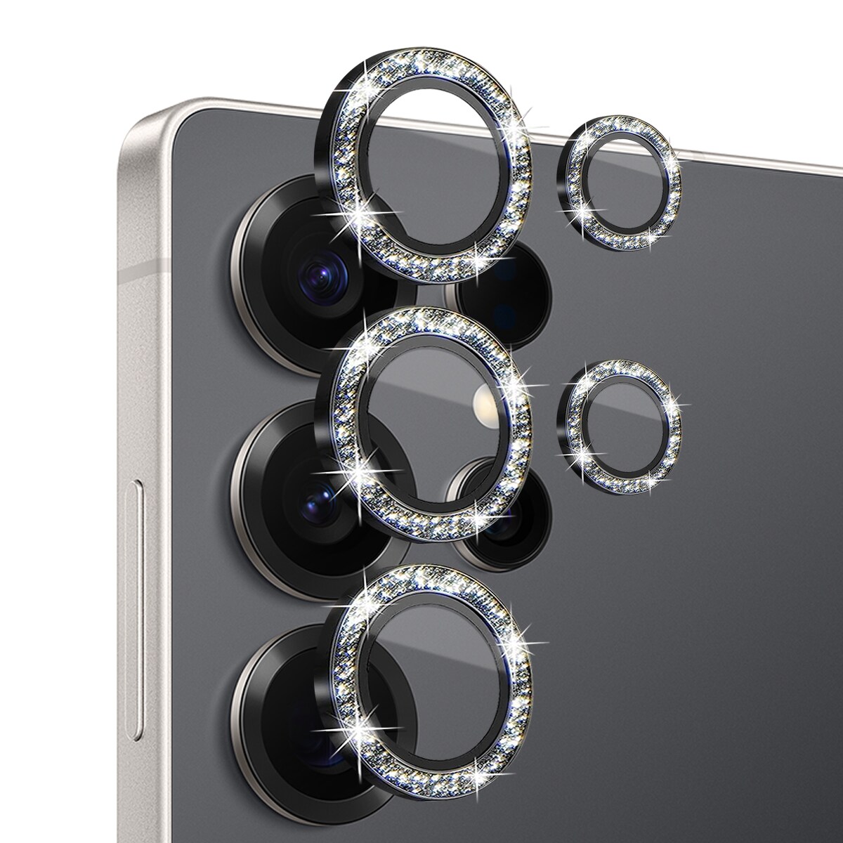 Samsung Galaxy S25 Ultra Glittrigt linsskydd i härdat glas, Svart