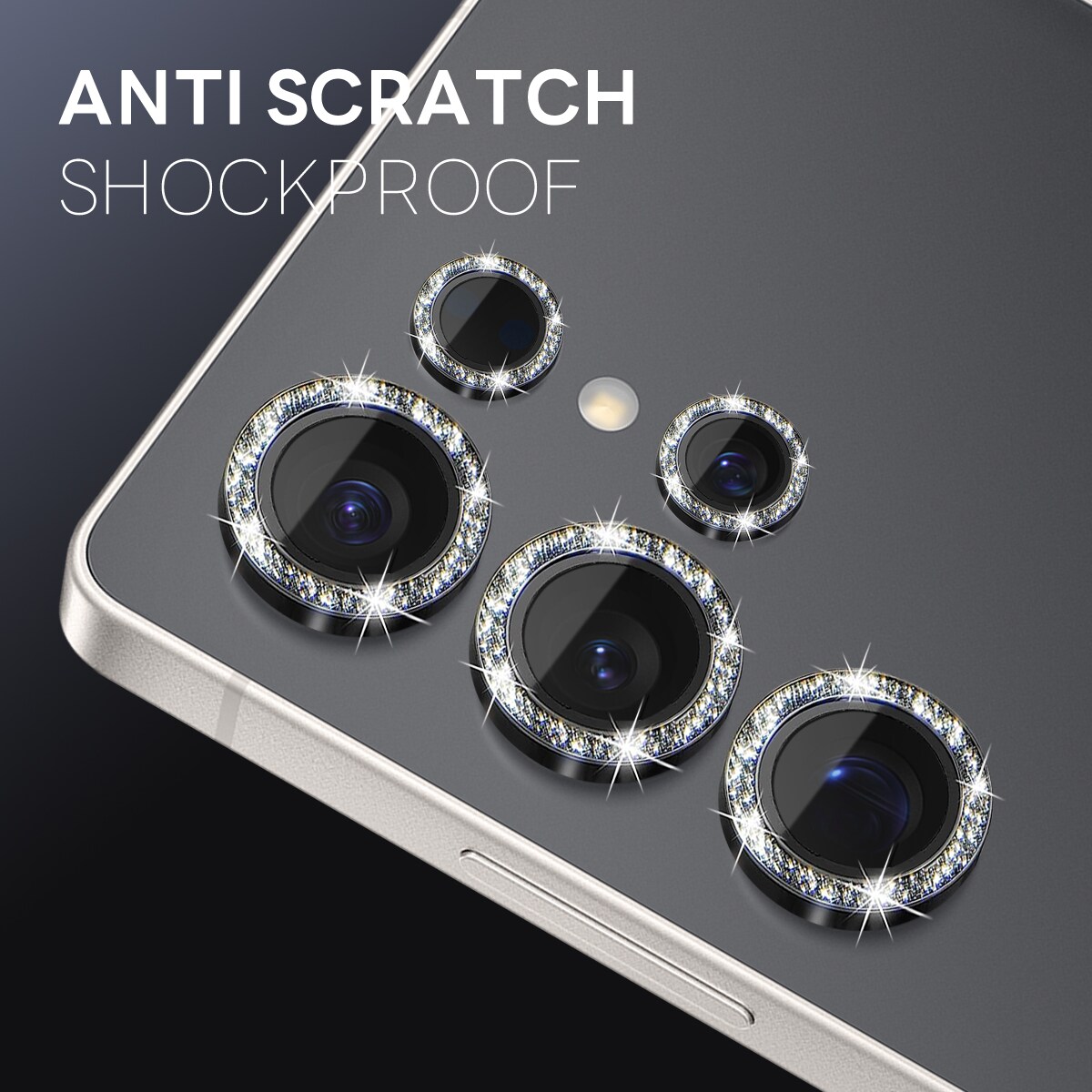Samsung Galaxy S25 Ultra Glittrigt linsskydd i härdat glas, Svart