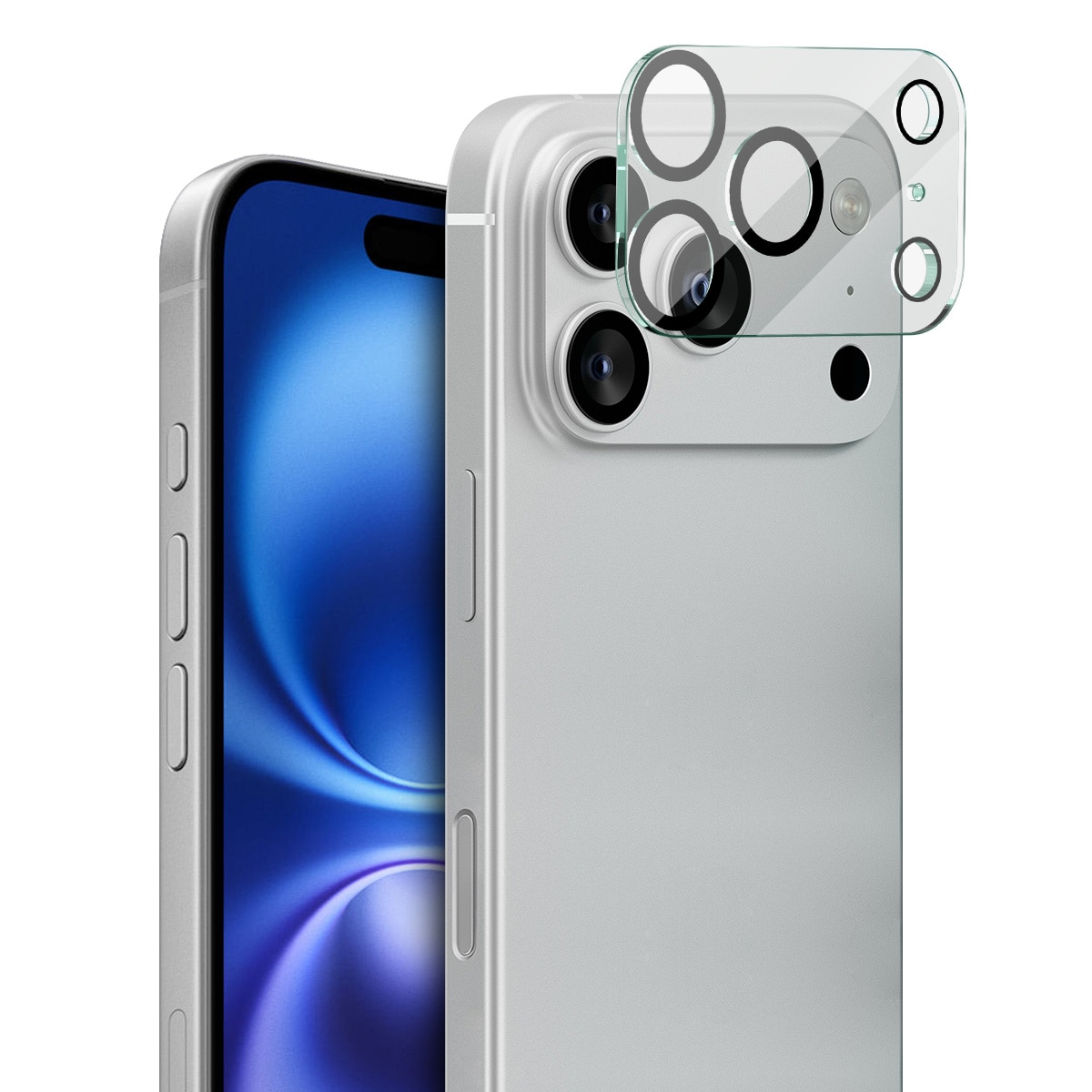 iPhone 17 Pro Kameraskydd i glas, Genomskinlig