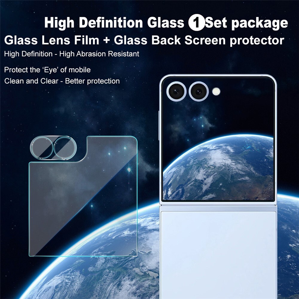 Samsung Galaxy Z Flip 7 Ytterskärmskydd & linsskydd i härdat glas Genomskinlig