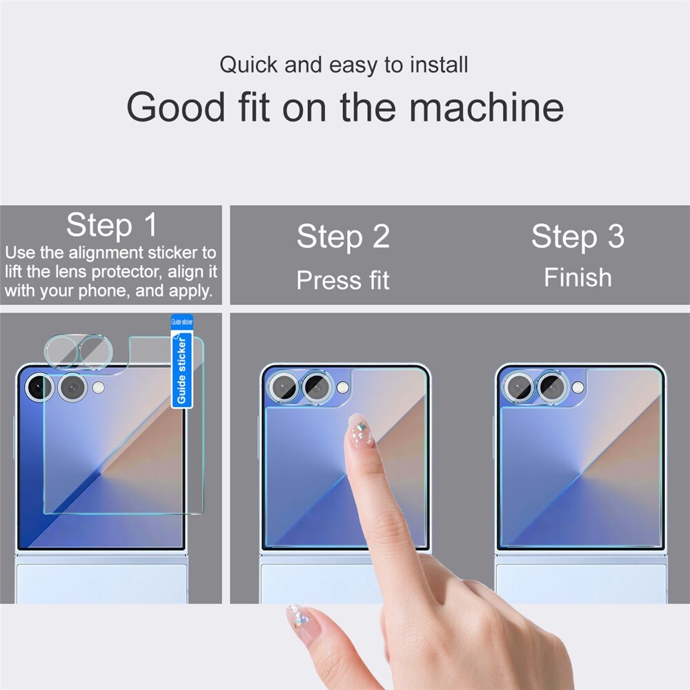 Samsung Galaxy Z Flip 7 Ytterskärmskydd & linsskydd i härdat glas Genomskinlig