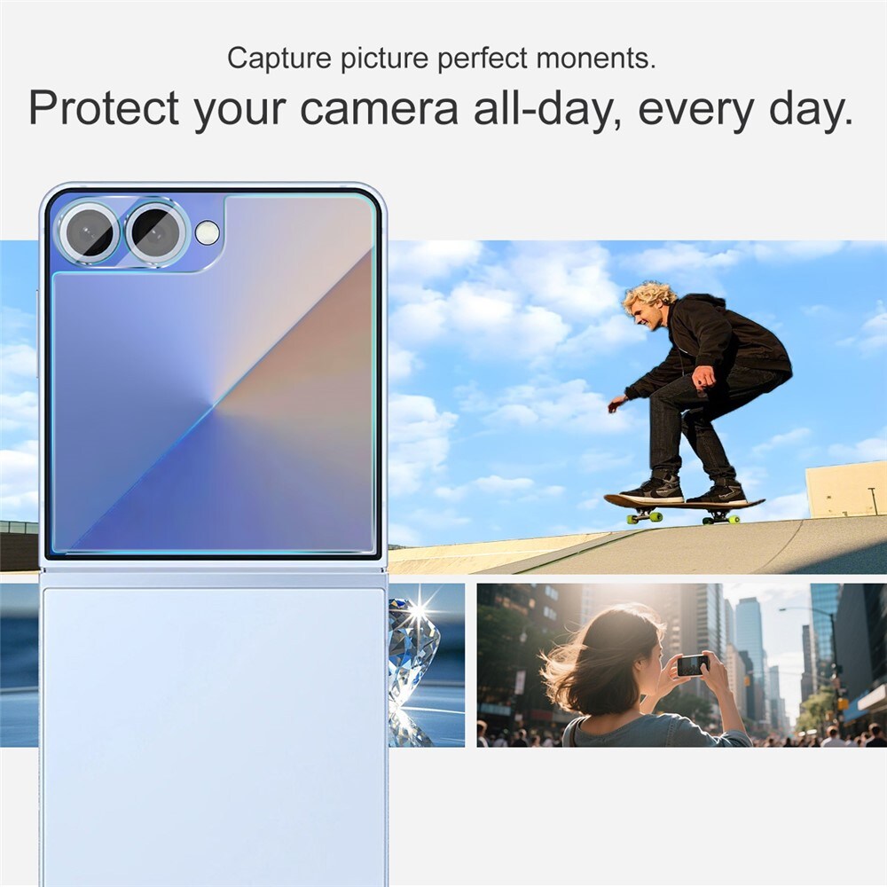 Samsung Galaxy Z Flip 7 Ytterskärmskydd & linsskydd i härdat glas Genomskinlig