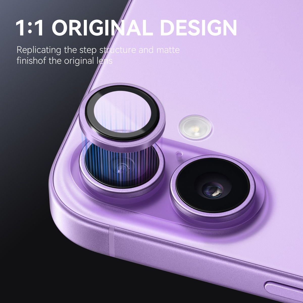 iPhone 17 Linsskydd härdat glas med aluminiumram Lila