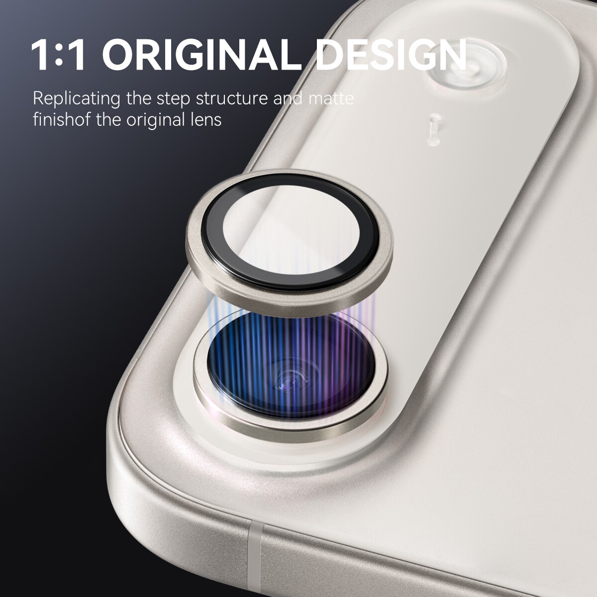 iPhone 17 Air Linsskydd härdat glas med aluminiumram, Grå