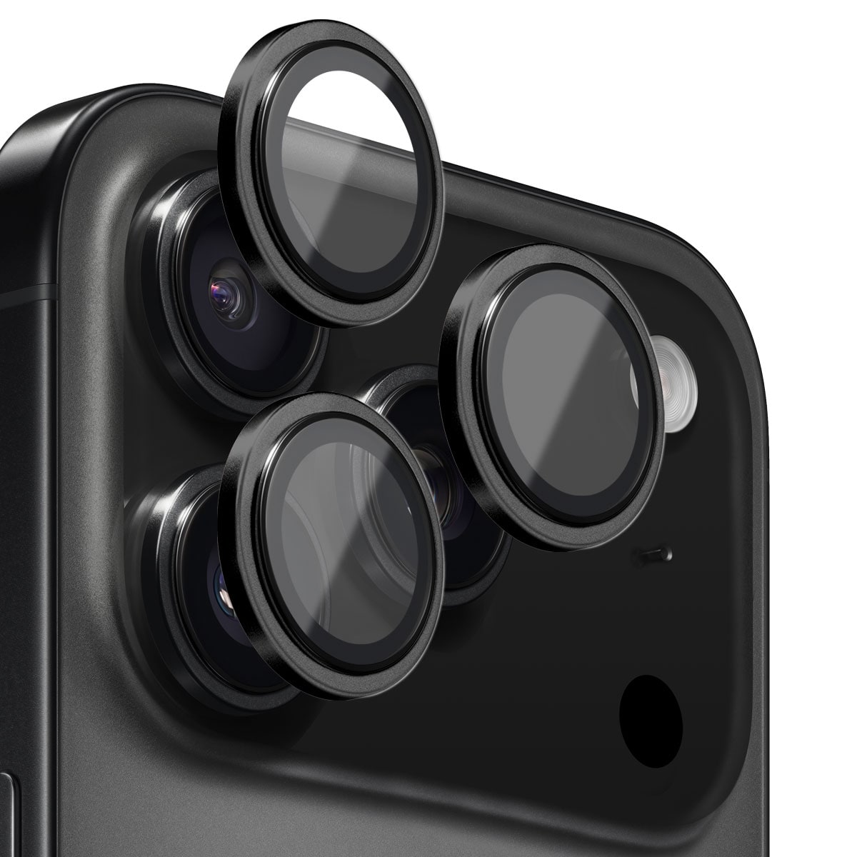 iPhone 17 Pro Max Linsskydd härdat glas med aluminiumram Svart