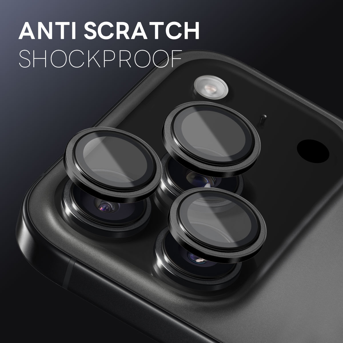 iPhone 17 Pro Max Linsskydd härdat glas med aluminiumram Svart