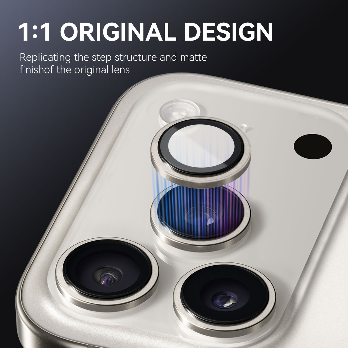 iPhone 17 Pro Linsskydd härdat glas med aluminiumram Grå