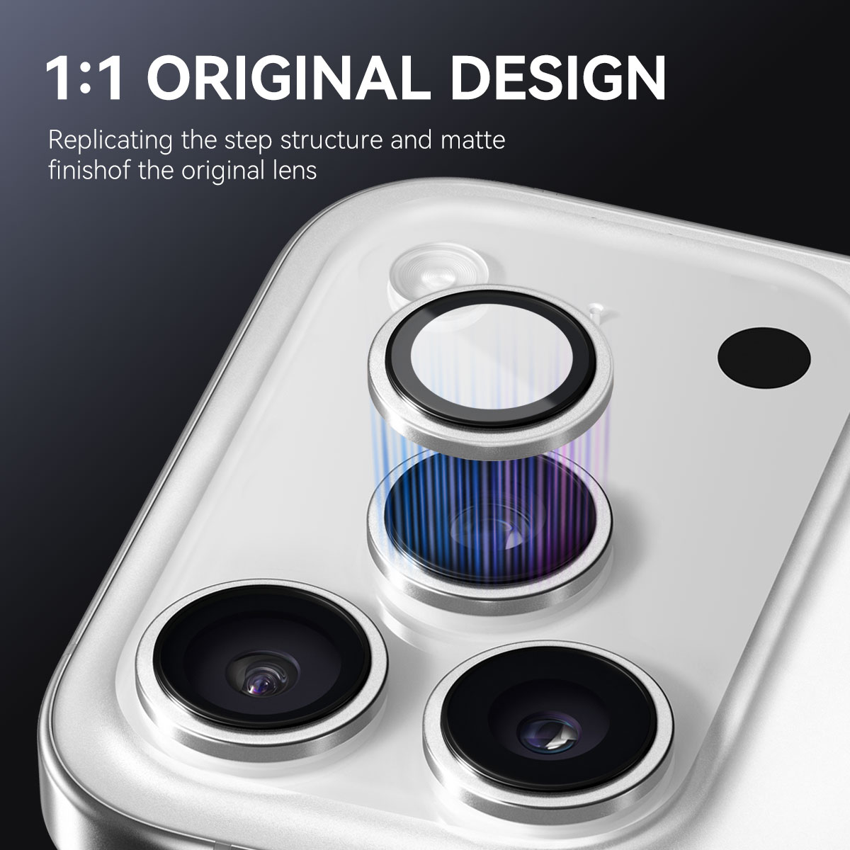 iPhone 17 Pro Max Linsskydd härdat glas med aluminiumram Silver