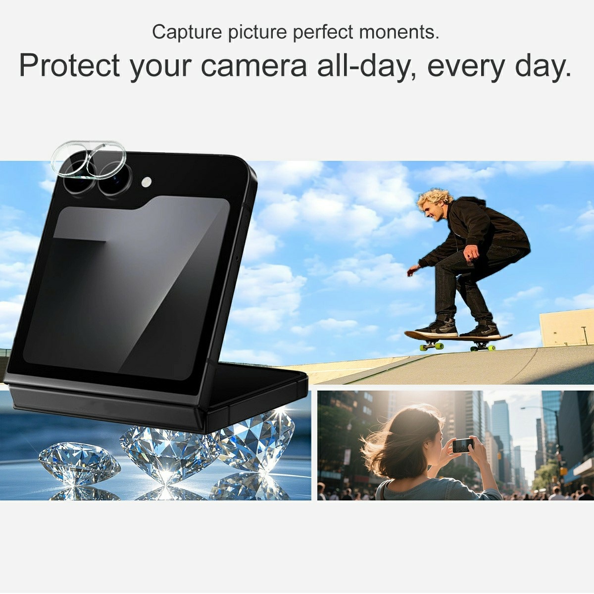 Samsung Galaxy Z Flip 7 FE Kameraskydd i glas, Genomskinlig