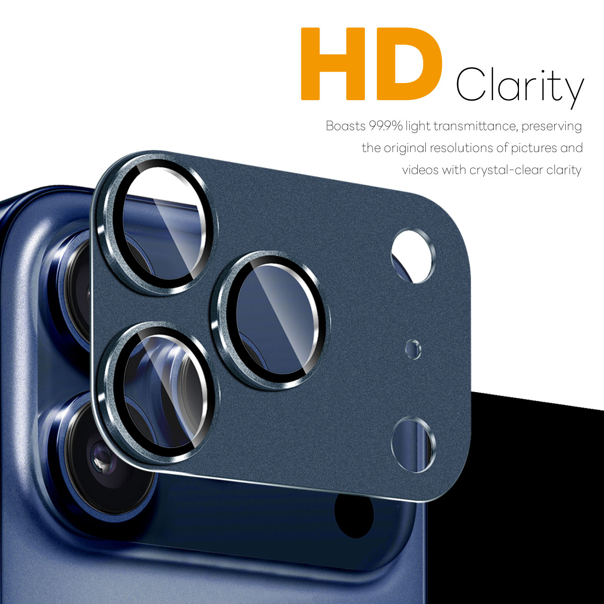 iPhone 17 Pro Kameraskydd härdat glas med metallram, Blå
