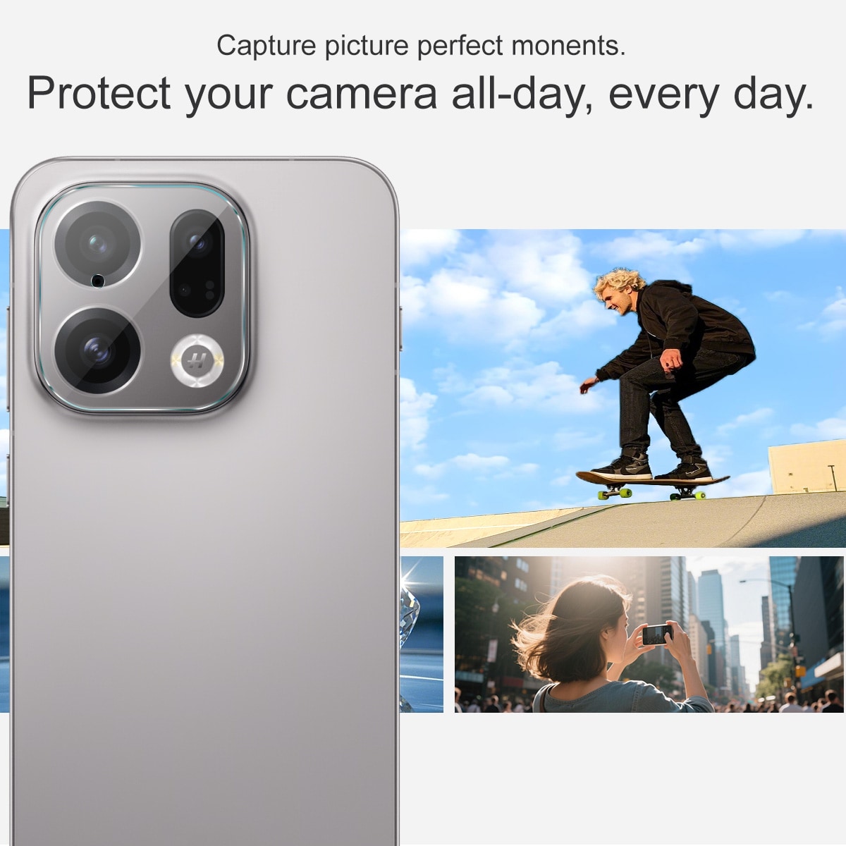 Oppo Find X9 Kameraskydd i glas, Genomskinlig